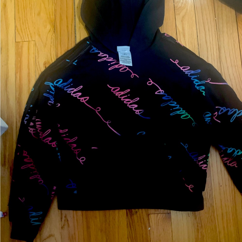 2 adidas kids large/women small tops